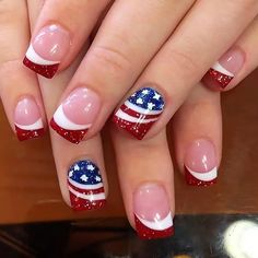 PRICES MAY VARY. Package Contains: Our 4th of July press on nails designs glitter false nails is exquisite and beautiful. It contains 24 pcs short square fake nails and a set of DIY nail art tools. There are 12 different sizes of independence day fake nails. You can choose the most suitable medium long fake nails for yourself. Safety and Environmental Protection: These American flags false nails are made of high-quality healthy ABS material, no irritating smell, higher gloss, not easy to break, American Flag Nails, Nail Pics, Nails Short Square, Short Fake Nails, Press On Nails Short