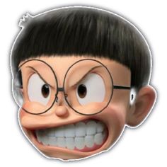 an image of a cartoon character with glasses on it's face and mouth smiling