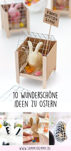 an easter bunny in a box with the words, 10 wunderrschone ideen zu osternn