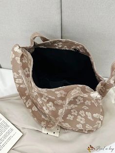 BirdinBag - Stylish Floral Shopper Bag Inch Bag, Shopper Tote, Bags Tote, Shopper Bag, Handle Bag, Color Khaki, Womens Tote Bags, Pink White, Tote Bags