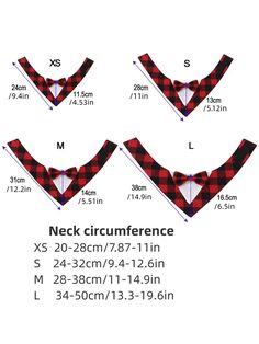 the measurements for neck circumferences are shown in red and black plaid