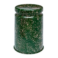 a green container with pink speckles on it