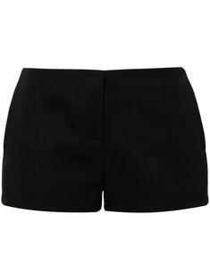 Find ATTICO Low-rise Tailored Mini Shorts on Editorialist. black virgin wool tailored design low-rise concealed front button, hook and zip fastening two diagonal pockets to the sides two rear welt pockets full lining thigh-length Area Clothes, Aesthetic Bottoms, Black Trouser Shorts, Tailored Shorts Outfit, Short Black Shorts, Black Mini Shorts, Madison Beer Outfits, Short Noir, The Attico