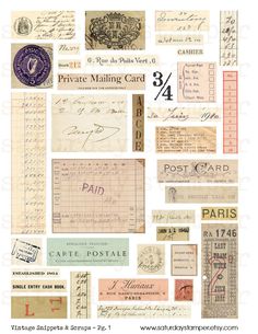 many different types of stamps and numbers on a white background with the words private mailing card