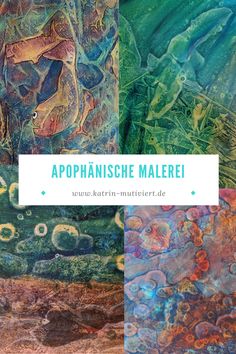 four different colored paintings with the words apphannische malerei