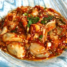 Jarred Oyster Recipes, Pickled Squid Recipe, Japanese Oyster Recipes, Shucked Oyster Recipes, Fresh Oyster Recipes, Oyster Recipes Raw, Korean Oyster Recipe, Korean Side Dish Recipes, Asian Oyster Recipes