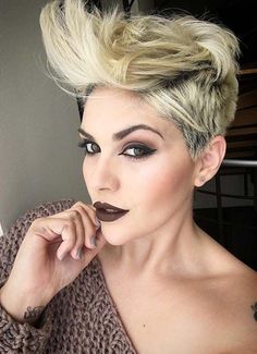 Short Hairstyles for Women: Long Flipped Pixie Pixie Bob Undercut, Faux Hawk Pixie, Bob Undercut, Shaved Bob, Undercut Hair, Pixie Haircut Styles, Faux Hawk, Hair Styles 2017, Short Bob Haircuts