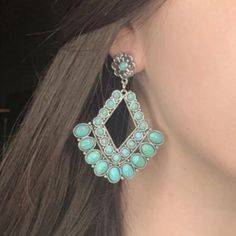 Western Diamond Earrings | gussieduponline Real Diamonds, Diamond Shapes, Diamond Earrings, Dreaming Of You, Daisy, Turquoise