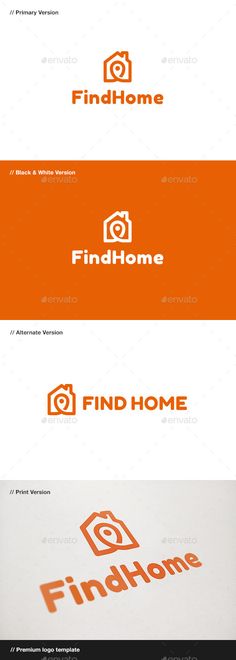 four different logos with the words find home on them