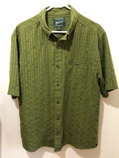 Really nice shirt in excellent condition.  Nice and unique color. Please see photos of measurements before purchase.  Smoke free home.  Will be shipped as soon as payment is received.  Thank you for looking. Cheap Button-up Short Sleeve Shirt, Green Button-up Shirt, Cheap Casual Short Sleeve Shirt With Snap Buttons, Cheap Button-up Short Sleeve Shirt With Pockets, Green Shirt, Button Shirt, Bright Green, Green Stripes, Unique Colors