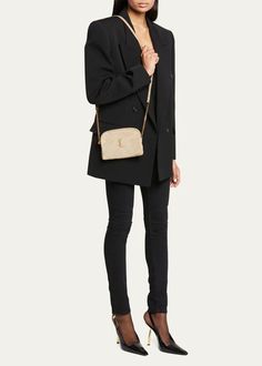 Saint Laurent Gaby Mini YSL Crossbody Bag in Quilted Suede - Bergdorf Goodman Ysl Crossbody, Ysl Crossbody Bag, Bergdorf Goodman, Top Designers, Saint Laurent, Crossbody Bag, Tops Designs, Luxury Fashion, Handbags