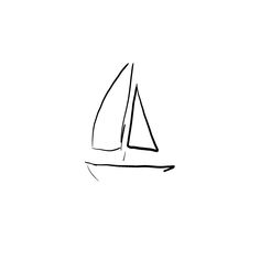 a black and white drawing of a sailboat