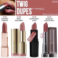 Mac Twig Lipstick, Mac Twig, Matte Make Up, Drugstore Lipstick, Makeup Shopping, Kylie Jenner Lipstick, Best Drugstore Makeup, Natural Lipstick, Blush On