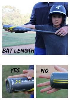 two pictures show the same person holding a bat with both hands, and one has an object in it