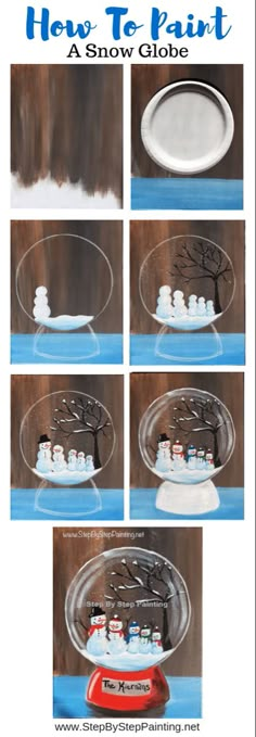 the instructions for how to paint a snow globe