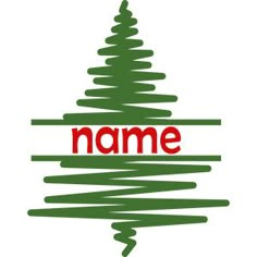 a green christmas tree with the word name on it's bottom and red letters below