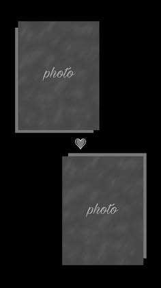 two black and white photos with the word photo written in silver foil on top of them