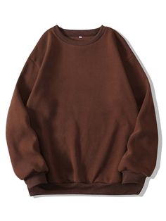 Cardigan Long, Round Neck Sweatshirts, Brown Fashion, Casual Fits