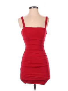 City Studio Cocktail Dress Size: 2X-Small Red Dresses - used. 95% POLYESTER, 5% SPANDEX, Bodycon, Square, Solid, Short, Sleeveless | City Studio Cocktail Dress - Bodycon: Red Solid Dresses - Used - Size 2X-Small Red Solid Color Mini Dress, Red Knee-length Club Mini Dress, Red Stretch Knee-length Mini Dress, Misguided Red Bodycon Dress, Sleeveless Red Mini Dress With Built-in Bra, Red Cocktail Dress, Studio City, Solid Dress, Red Dress