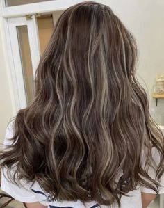 Haircolor Ideas For Dark Brown Hair, Toasted Blonde Balayage, Cute Hair Dyes For Brunettes, Layers Hair With Highlights, Dark Brown Hair With Ash Brown Lowlights, Dark Brown Hair With Milk Tea Highlights, Bollyarge Hair, Hairdye Ideas Long Hair, Short Asian Hair Highlights