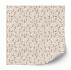 an ice cream pattern with hearts and flowers on the wallpaper paper that has been cut out