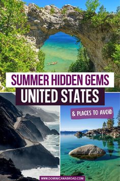 the cover of a book with images of different places in it and text that reads summer hidden gems united states & places to avoid