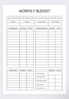 a printable budget sheet with the words,'money budget'in black and white