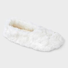 Slip into warmth and comfort with the Women's Faux Fur Cozy Pull-On Slipper Socks with Grippers from Auden™. These pull-on style slippers offer a soft flexible sole, great for lounging at home & easily packable when you're on the go. These soft, plush slippers will keep your feet snug, while the grippers on the bottom add safety on slippery floors. Auden™: Fit for you in every way. Comfy White Slippers With Soft Texture, White Fluffy Comfy Slippers, White Synthetic Winter Slippers, Cozy Soft Slippers For Fall, Slippery Floor, Plush Slippers, Sock Packs, Slippers Cozy, Target Clothes