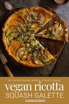 vegan ricotta squash and spinach tart with text overlay