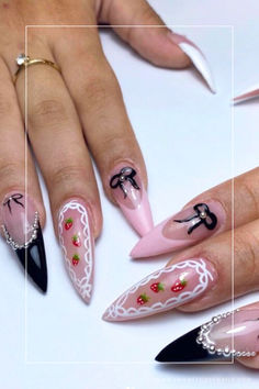 coquette nails designs Coquette Valentines Nails, Nail Games, Valentines Nails, French Design, Long Nails, Nail Inspo, Nails Inspiration, You Nailed It, Cute Nails