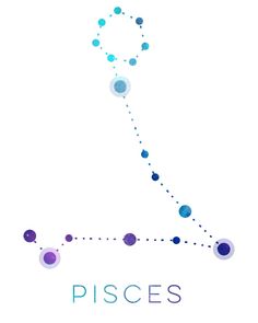 a blue and purple dotted line with the word pisces written in it's center