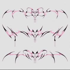 some pink and black designs on a white background