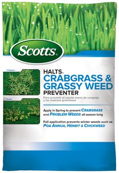 Scotts® Halts® Crabgrass & Grassy Weed Preventer prevents the germination of listed lawn weeds so you can enjoy your lawn. In early spring, apply when lawn is dry to prevent the germination of crabgrass, foxtail, spurge, barnyardgrass, fall panicum, goosegrass* and oxalis all season long (*for goosegrass control, repeat application in 8 weeks). Apply in the fall (August-October) to prevent moss (except in California), or to prevent the germination of Poa annua, henbit, corn speedwell, and chickw Kill Weeds, Hydroponic Growing, Grass Seed, Garden Fertilizer