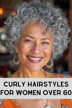 Curly Hairstyles for Women Over 60 >> Calling all curly queens over 60! Struggling to find a cut that flatters your gorgeous texture and fine strands? Look no further than the short tapered cut. Click here to check out more curly hairstyles that will inspire women over 60 to embrace their natural texture. Short Curly Gray Hair Over 50, Curly Bobs For Older Women, Fine Curly Hair Cuts, Short Layered Curly Hair, Crazy Curly Hair, Short Permed Hair, Grey Hair Over 50