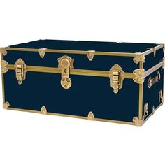 a black and gold trunk is shown on a white background