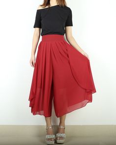 Elegant Summer Wide-leg Culottes, Versatile Pleated Skirt Bottoms For Summer, Versatile Pleated Skirt For Summer, Versatile Long Skirt For Summer, Versatile Flowy Long Skirt, Full Length Pleated Skirt For Summer, Solid Color Maxi Skirt With Wide Hem For Summer, Solid Color Summer Maxi Skirt With Wide Hem, Solid Maxi Skirt With Wide Hem For Summer