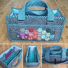 this is an image of a purse made out of fabrics and fabric scrappings