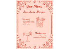 a menu for a cocktail bar