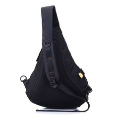 a black sling bag on a white background