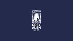 grey alien games logo on a dark blue background with the words,'grey alien games '