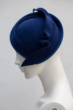 Royal Blue Cocktail Hat Wool Felt Elegant by MaggieMowbrayHats, £145.00 Saucer Hat, Royal Blue Cocktail, Cheltenham Festival, Hat Inspiration, Cocktail Hat, Fancy Hats