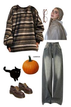 outfit inspo for all ur fav fall activities pumpkin field apple picking night hay ride farmer's market, hijabi fashion inspo, hijabi chunky sweater outfit, baggy jeans, doc martens, docs, black cat, outfit board, vela, velascarves, truffle mushroom #hijab #hijabi #pumpkinpatch #applepicking #vela #velascarves #hijabitiktok #muslim #muslimtiktok #falloutfits #modestfalloutfits #hijabfalloutfit #falloutfits #autumn #farmersmarketoutfit #october Modest Winter Outfits Muslim, Black Cat Outfit, Chunky Sweater Outfit, Mushroom Outfit, Modest Fall Outfits, Hay Ride, Modest Winter Outfits, Pumpkin Field, Cat Outfit