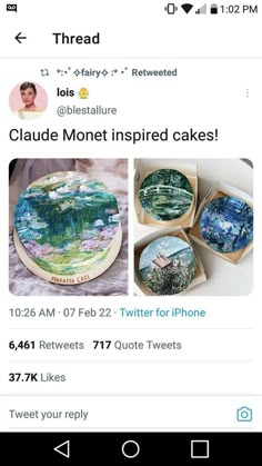 the twitter post is showing an image of a cake and other items on it, including tweets