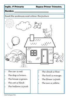 worksheet for reading and writing about the weather with pictures on it, including an image of a house