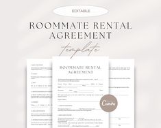 a roommate rental agreement is shown on top of a white background with the words roommate and