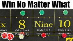 a black board with red and green dices on it that says win no matter what