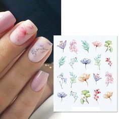 Stone Nail Art, New Years Nail Art, Nail Water Decals, Water Nails, Sticker Flower, Colorful Nail Art, Nail Stickers Decals, Manicure Diy, Lines On Nails