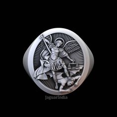 St Michael The Archangel, Sterling Silver Square Signet Ring, Mens Christian Rings, Catholic Gifts for Women, Christian Rings, Rinf For Men,Gift ring Christian Rings, Michael The Archangel, Handmade Wooden Boxes, Catholic Jewelry, Ring Mens, Archangel Michael, Jewelry For Men, Vermeil Jewelry, Catholic Gifts