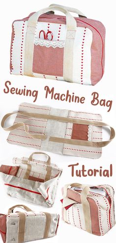 the sewing machine bag is shown with instructions to make it