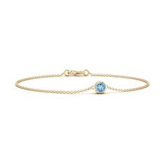 Bezel-Set Round Aquamarine Chain Bracelet 19th Wedding Anniversary, Aquamarine Bracelet, Icy Blue, Blue Gems, March Birth Stone, Bezel Setting, Delicate Bracelet, Chain Bracelet, Aquamarine